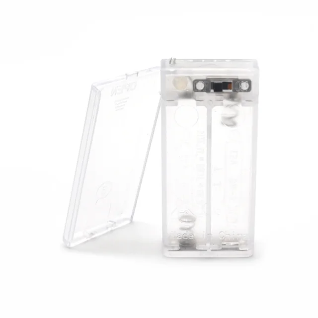 Black Transparent Plastic Series 2AA Battery Holder case