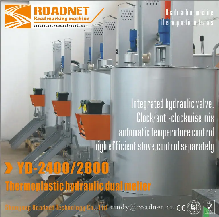 Hydraulic Double-Cylinder automatic temperature control Thermoplastic paints pre-heatering machine, paints melting machine