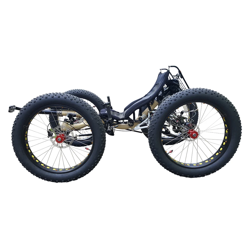 4x4 Off-road 500watt Mid Drive Motor Electric Fat Tyre Recumbent Quadricycle For Sale