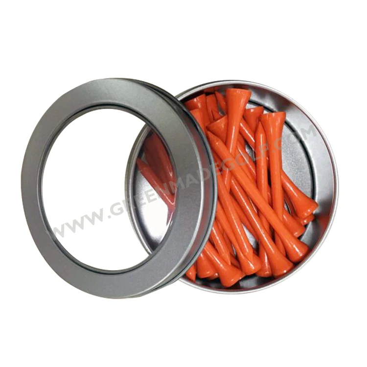 Natural color metal tin box with golf tees special golf gift set