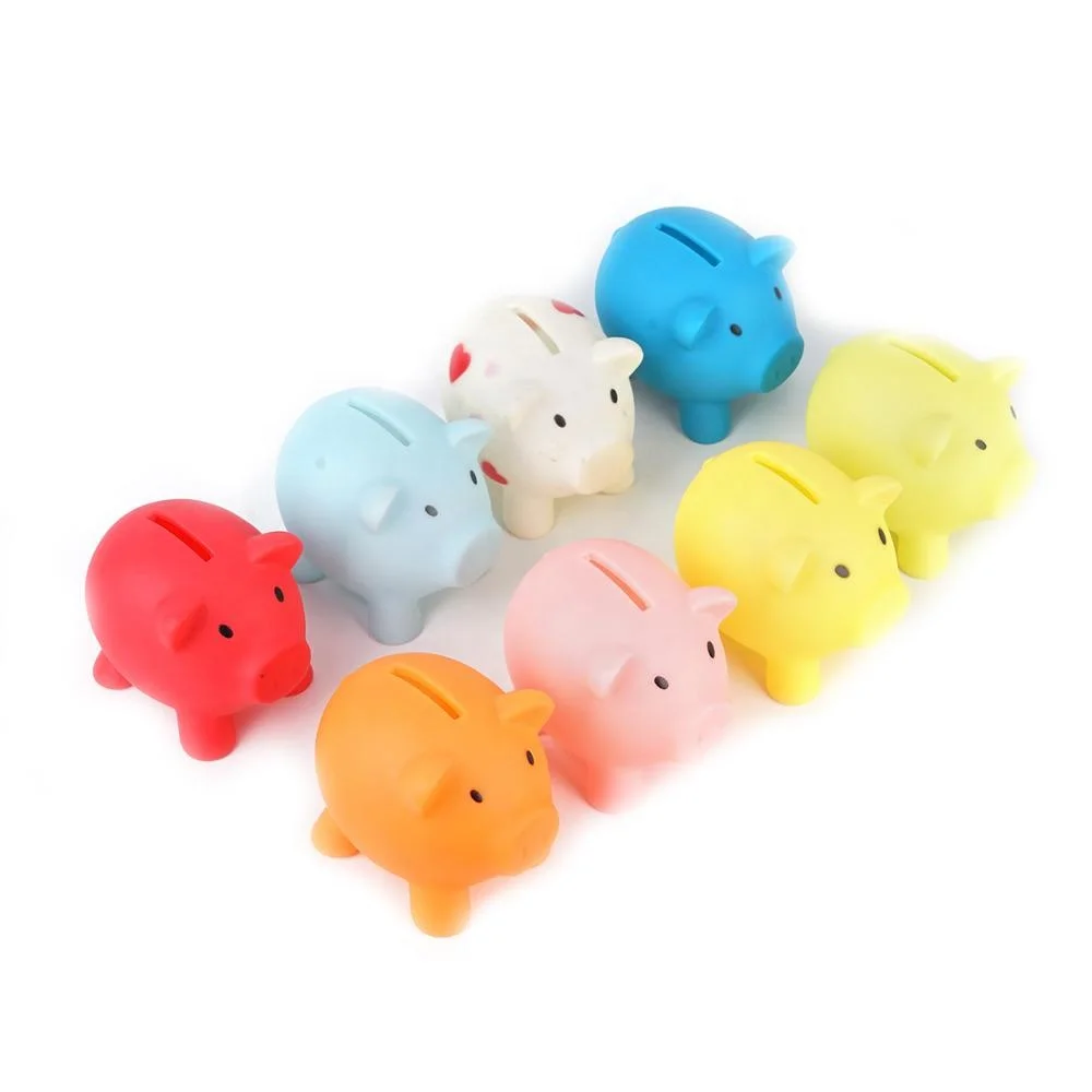 
9cm Cute Piggy Plastic Bank, colourful PVC anime money box funny gifts 