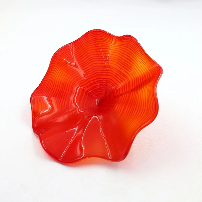 
Modern hotel decoration hand blown glass plates lotus flower sculpture 