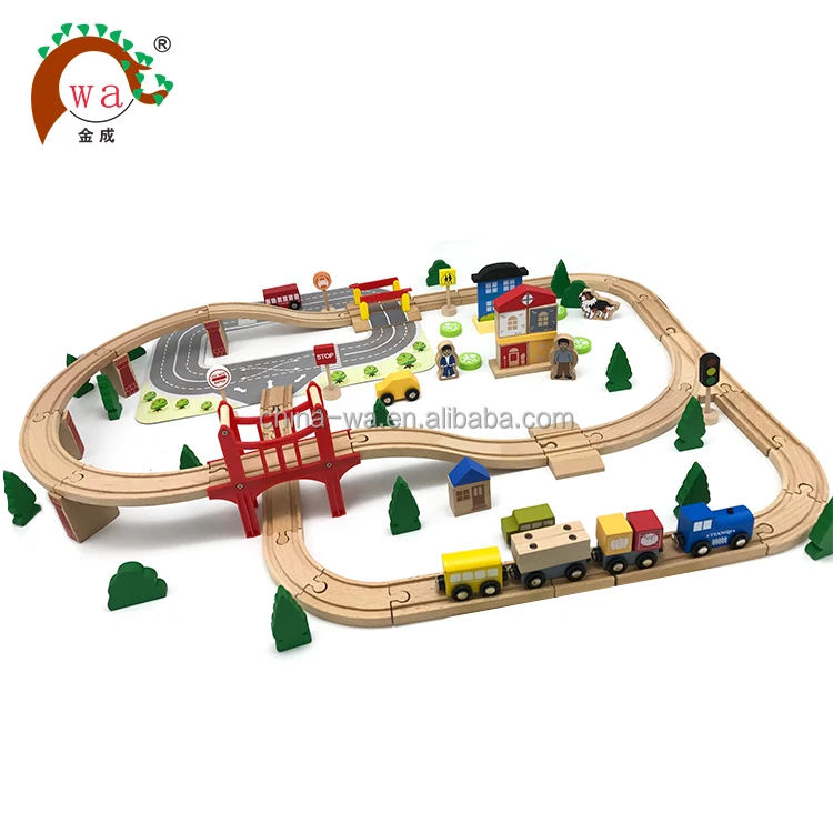 Wooden Model Railway Toy Train Set