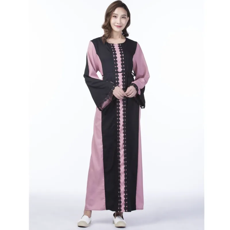 Официальное мусульманское платье Рамадан abaya Дубай abayas для женщин одежда с длинным рукавом платья макси весна осень одежда E9009