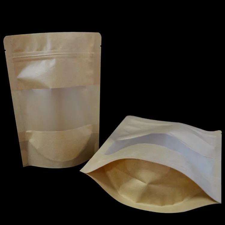 kraft paper zipper bags with clear window kraft paper ziplock bag kraft stand up pouches