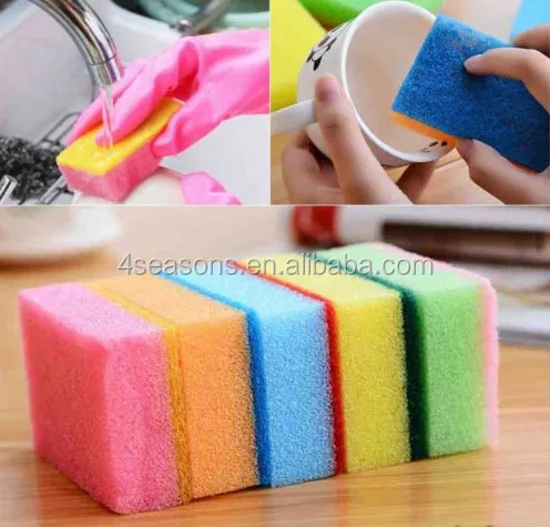 8 pack magic scourer wave shape scouring pad sponge,kitchen clean sponge