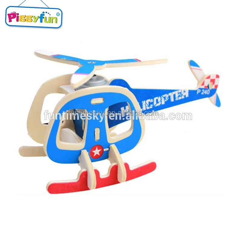 High Quality Educational DIY Wooden 3d Puzzle AT11398 Wood Toy Plane