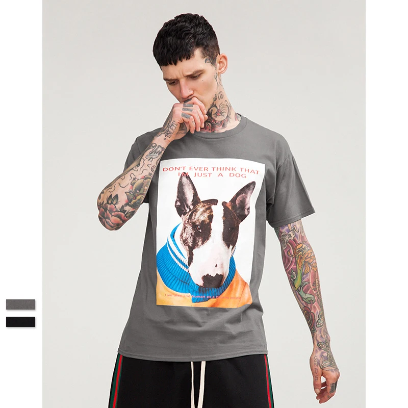 
2021 OEM ODM Custom Cotton Dog Custom Printed Men Slogan T-shirt 