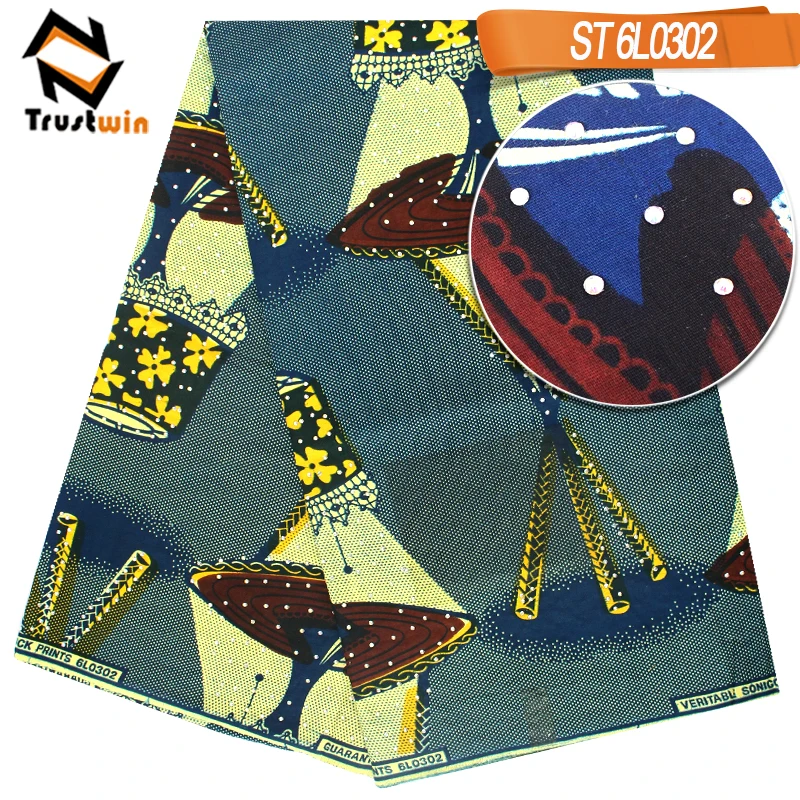 Hot sale african super java ankara wax print fabric with stones