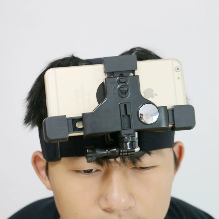 Elastic Adjustable Head Strap Mount Headband Holder With Strong Phone Clip Bicycle Handlebar Mount for 4-5.5inch Cell Phone