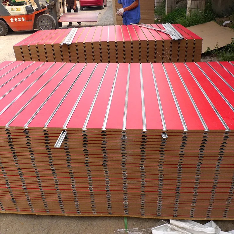 1220*2440 18mm low MOQ mdf slotwall panel /display board/track board with grooves used in supermarket
