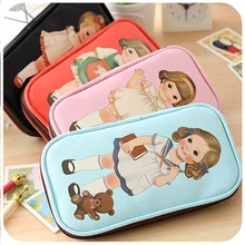 Retro Pencil Cases Office & School Supplies Pen Hello Kitty Pink Lot Panda Adventure Time Simple Leather Doll Creative Capacity