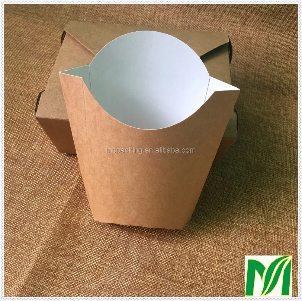 Food Grade Custom Take Away Disposable Folding Kraft  Chips Bag Paper French Fries Box