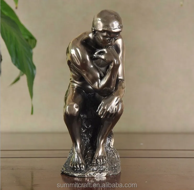 resin cold cast bronze thinker sculpture