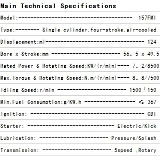 Chinese Chongqing cheap motorcycle 157fmi engine