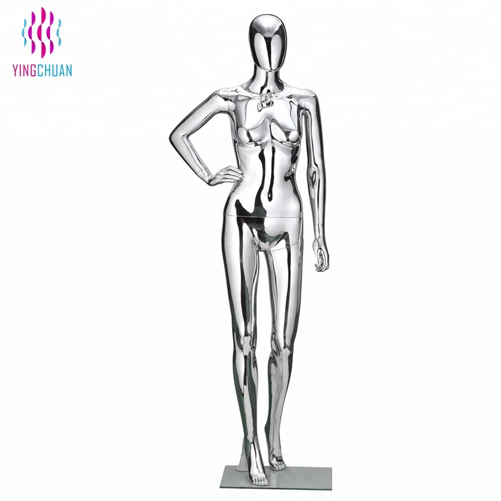 Colorful silver gold full body female electroplate chrome mannequin