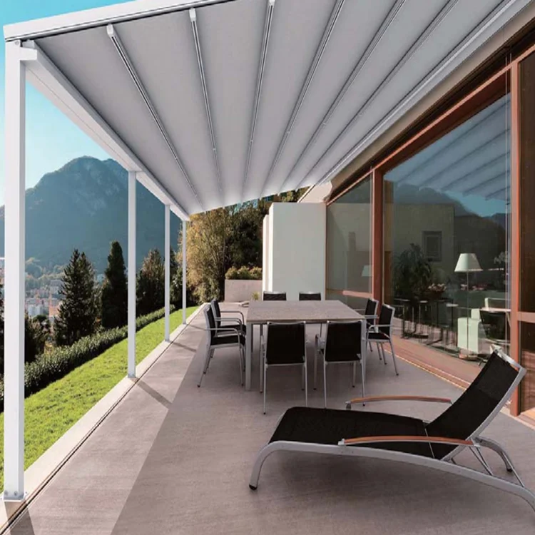 Automatic  Standard Fabric Retractable Awning With Lights For Garden