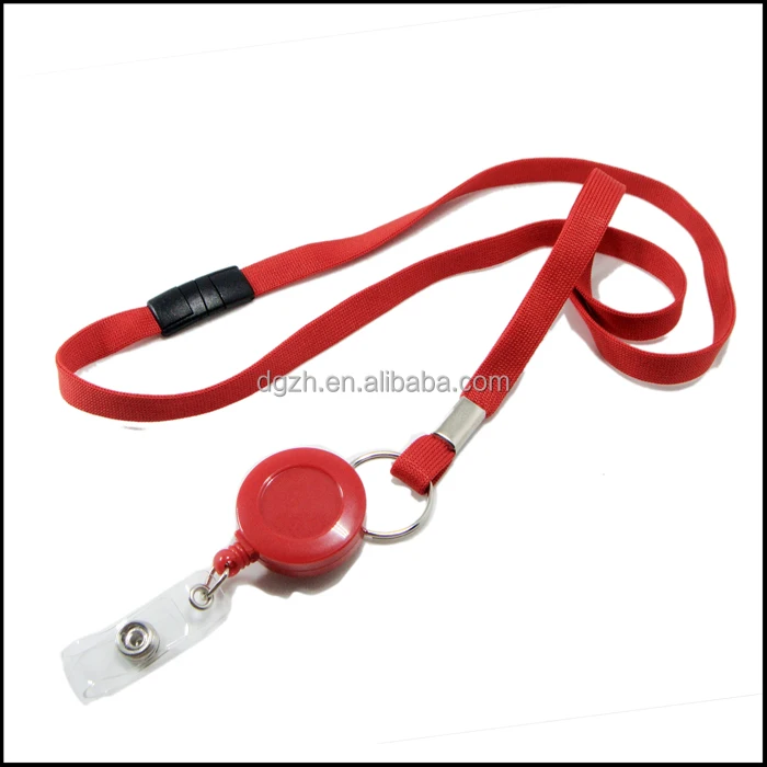 Business Card Holder Clip Safety Clasp Tubular Knitting Neck Lanyards with Retractable Reeler Card Badge Holder