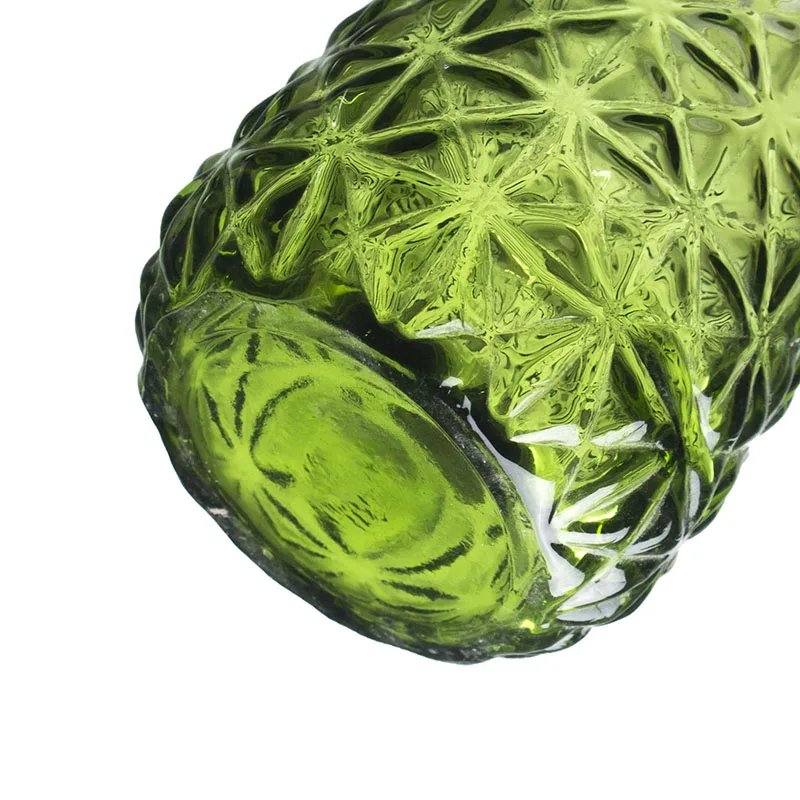 Hand Made Embossed Green Color Drinking Glass Water Jug with Handle