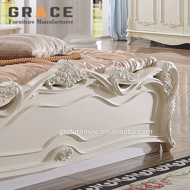 hotel European style italian antique MDF panel leather bed room furniture queen king bedroom set modern design bed