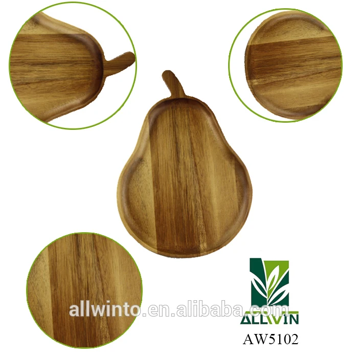 wooden fruit tray acacia pear shape wooden candy tray