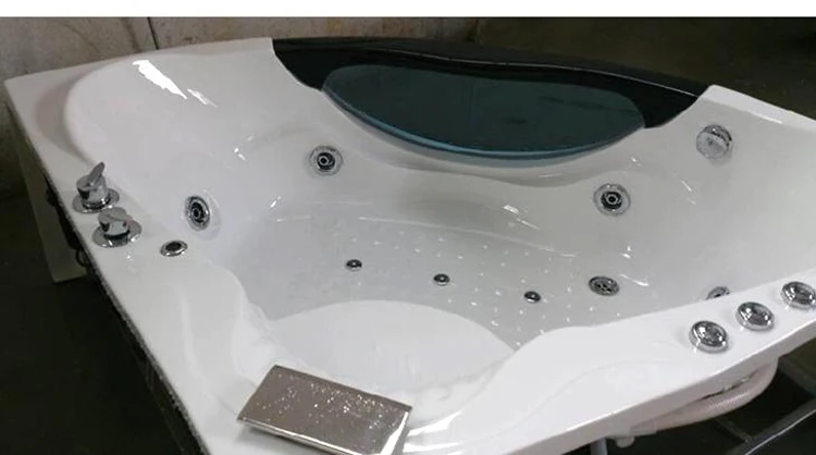 Factory supply K-8903A corner shape freestanding acrylic bath tub massage bathtub with faucets