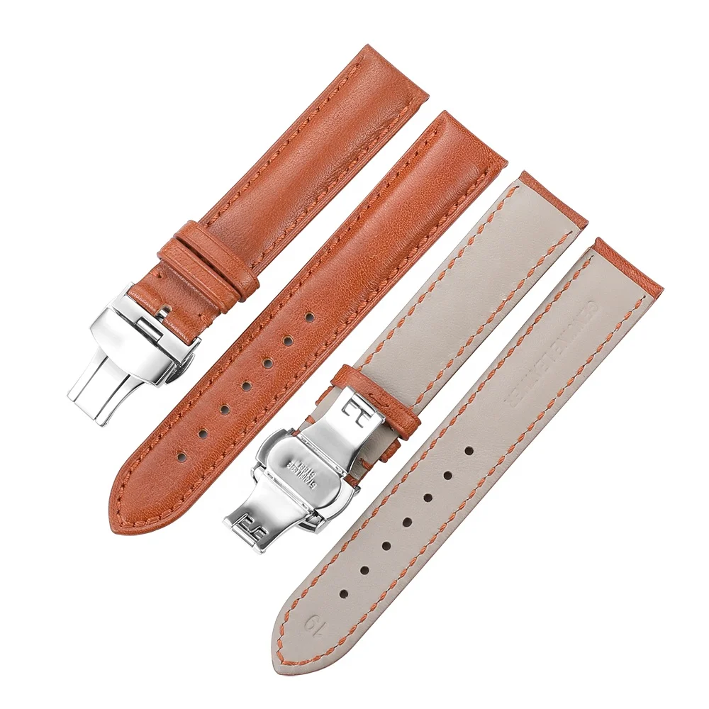 OEM 18 19 20 21 22 mm Wholesales Smart Watch Deployment Buckle Clasp Wristband Leather Watch Band Strap for Casio for Huawei GT