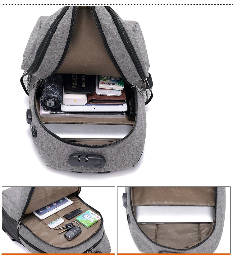 
cheap latest hot style grey everyday school chargeable double backpack 