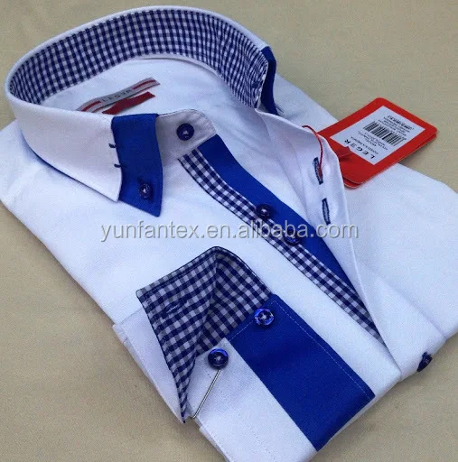 2021 Italian fashion cotton contrast collar and cuff double collar shirt for men