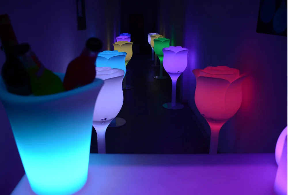 RGB color plastic battery powered led rose bar table