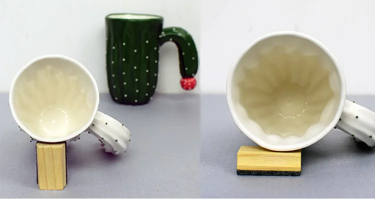 Hot Selling Novelty Ceramic Handcrafted Cactus Tea Cup Ceramic Travel Mugs Wholesale