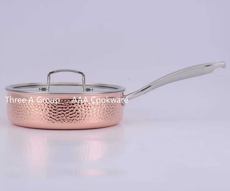 Luxury Hammer Finished Tri-ply Copper Saute pan with lid