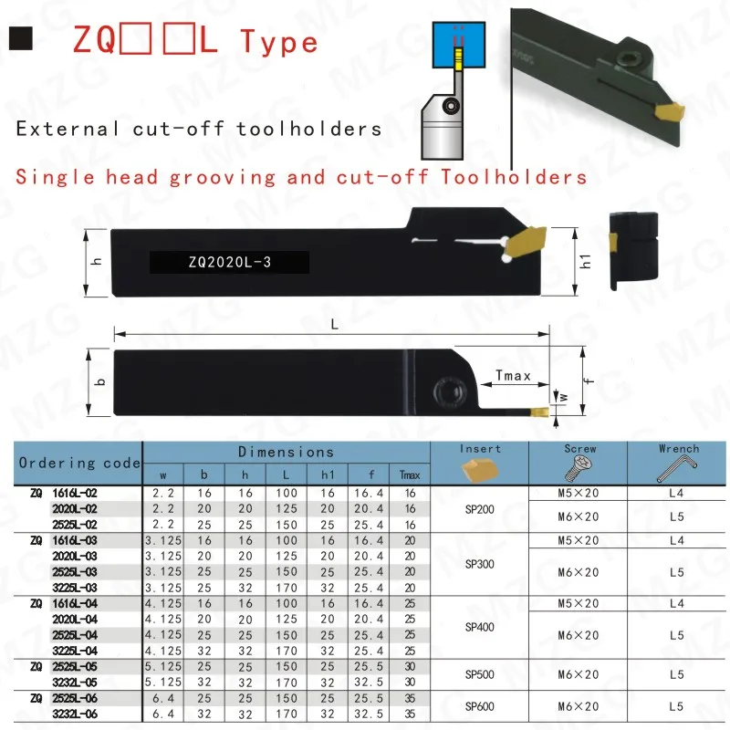 
 Maifix ZQ режущий держатель инструмента 20 мм 25 мм металлический резак SP300 карбидные вставки CNC токарный станок держатель для канавок  