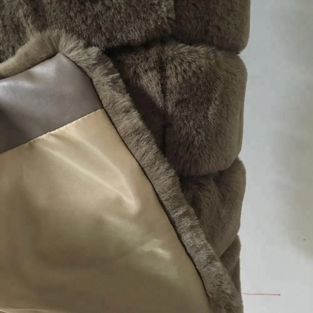 
Women long coat with cap high quality colored fur vest 