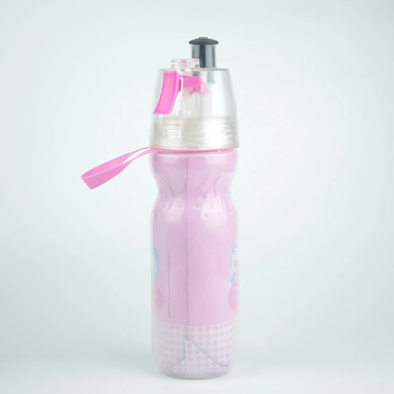 New Pressing Plastic Keep Cold Bicycle Water Bottle With Spray Nozzle