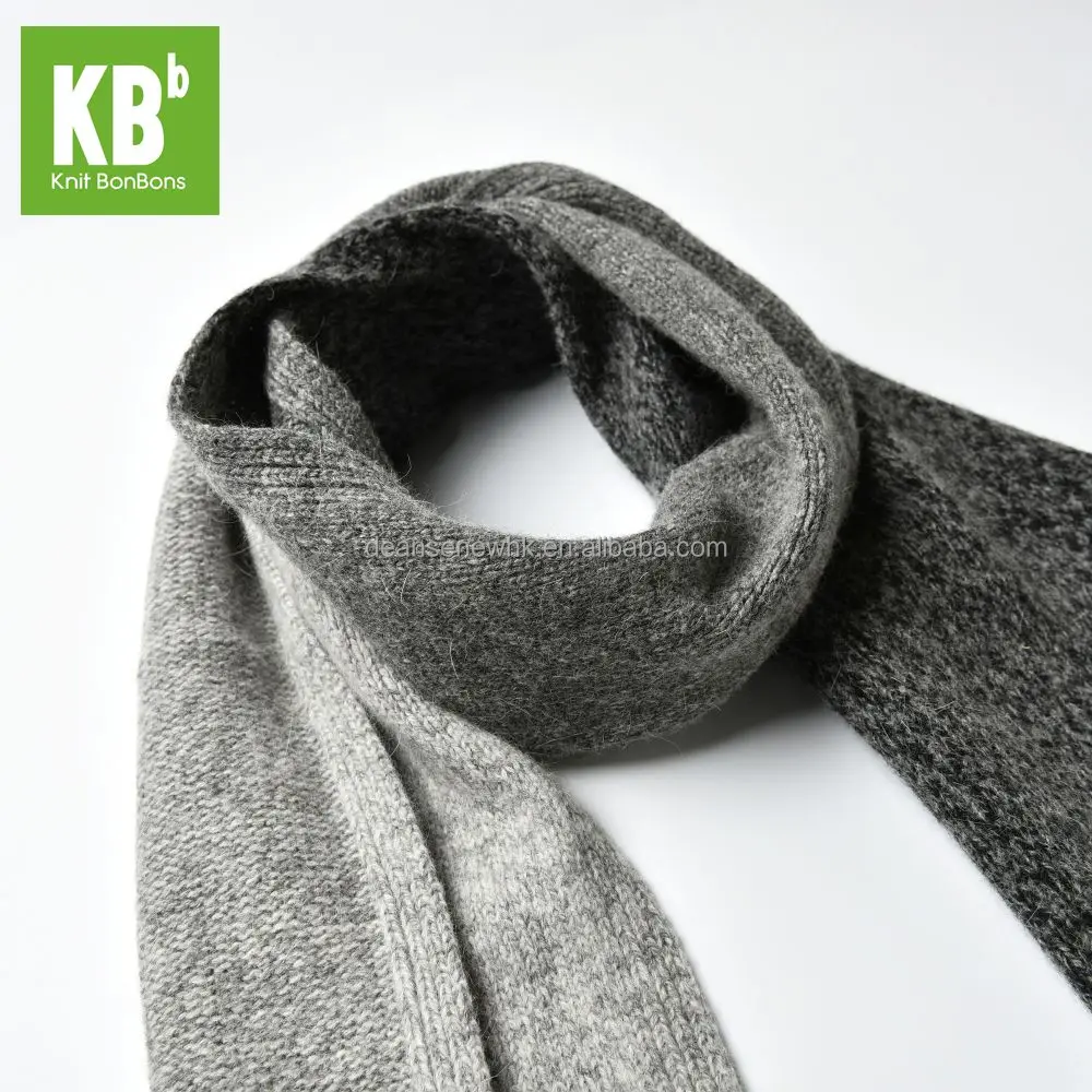 Fashion Custom Made 100% Lambswool Funky Winter Adult Knitted Scarf Muffler- Grey