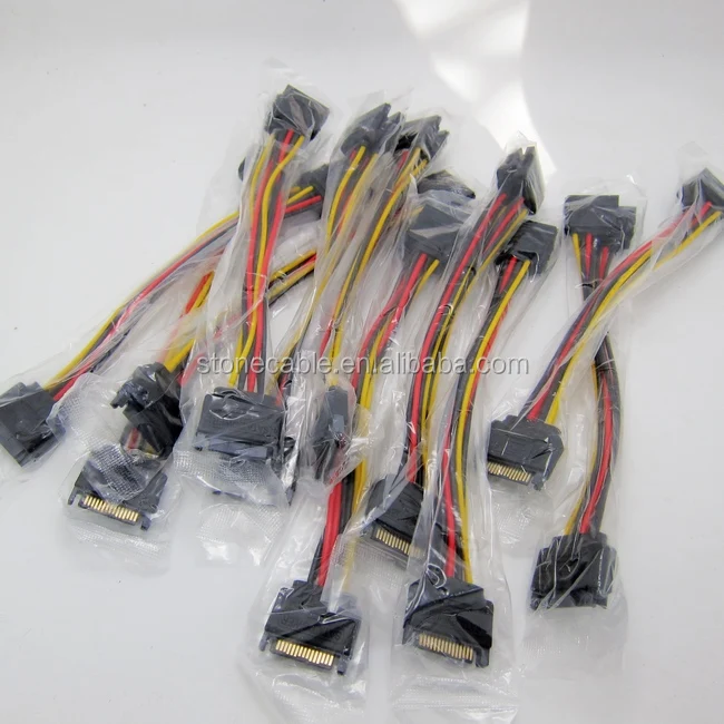  Sata 15 контактный разъем для 2 x 15-полый штифт разветвитель питания удлинитель силовой кабель (20 см)