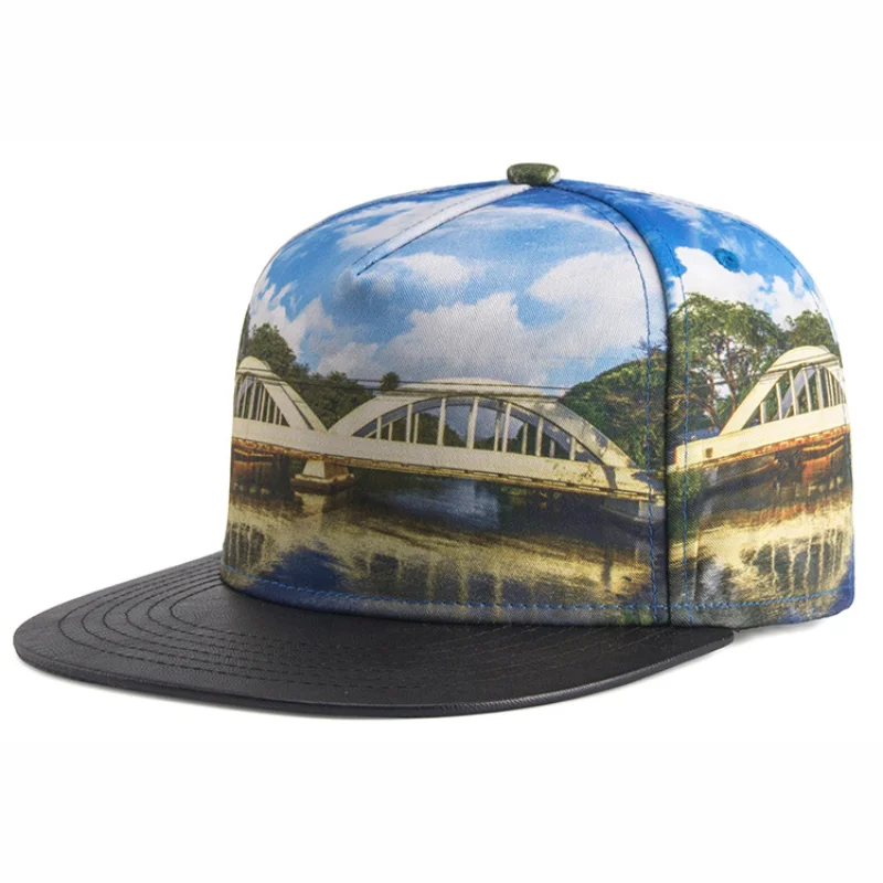 wholesale custom flat brim print cap gorras planas hawaiian sublimation snapback hat
