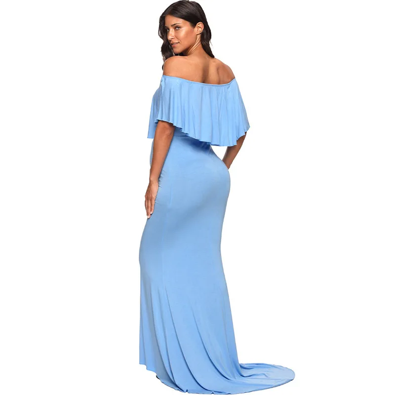 P273 Wholesale 2019 summer pink maternity dress shoulderless fit floral maternity wedding dress