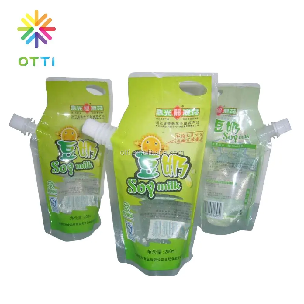 
plastic water pouch Milk/ soy milk packaging plastic bag spout pouch 
