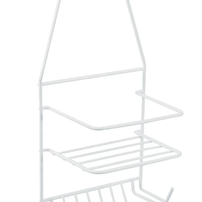 Iron Wire Wall Mount Bathroom Shampoo Storage Rack Bathroom Dual Tier Rack Shelving Good Quality Chromed Hanging Shower Caddy