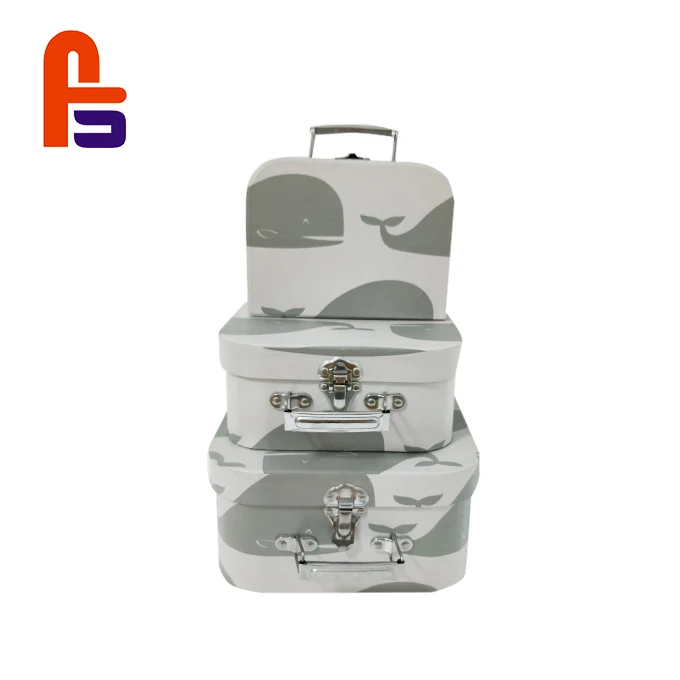 Luxury Custom Christmas Candy Box Cardboard Printed Suitcase Shaped Baby Gift Box with handle