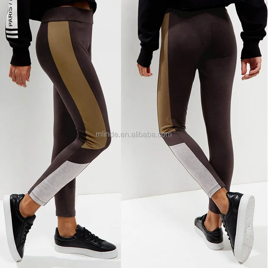 Bulk Buy Clothing Black Colour Block Side Panel Leggings Women Sexy Leggings Athletic Leggings Custom