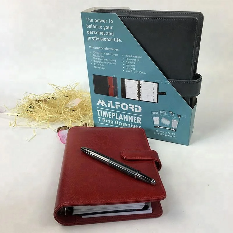 2021 personalized pu leather diary , 6 ring binder travel cover diary agenda with magnetic closure