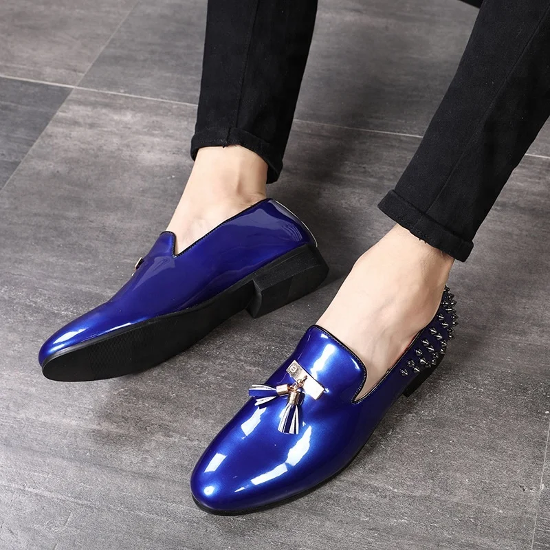 SS0444 British style classic man pu leather red shoes 2018 latest casual loafers dress shoes for men