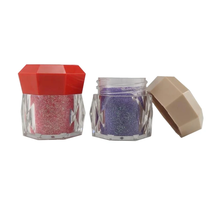 Fashion Polygon Diamond Type Cut Out Eyeshadow Glitter Packaging Plastic Jar 10G Glitter Container