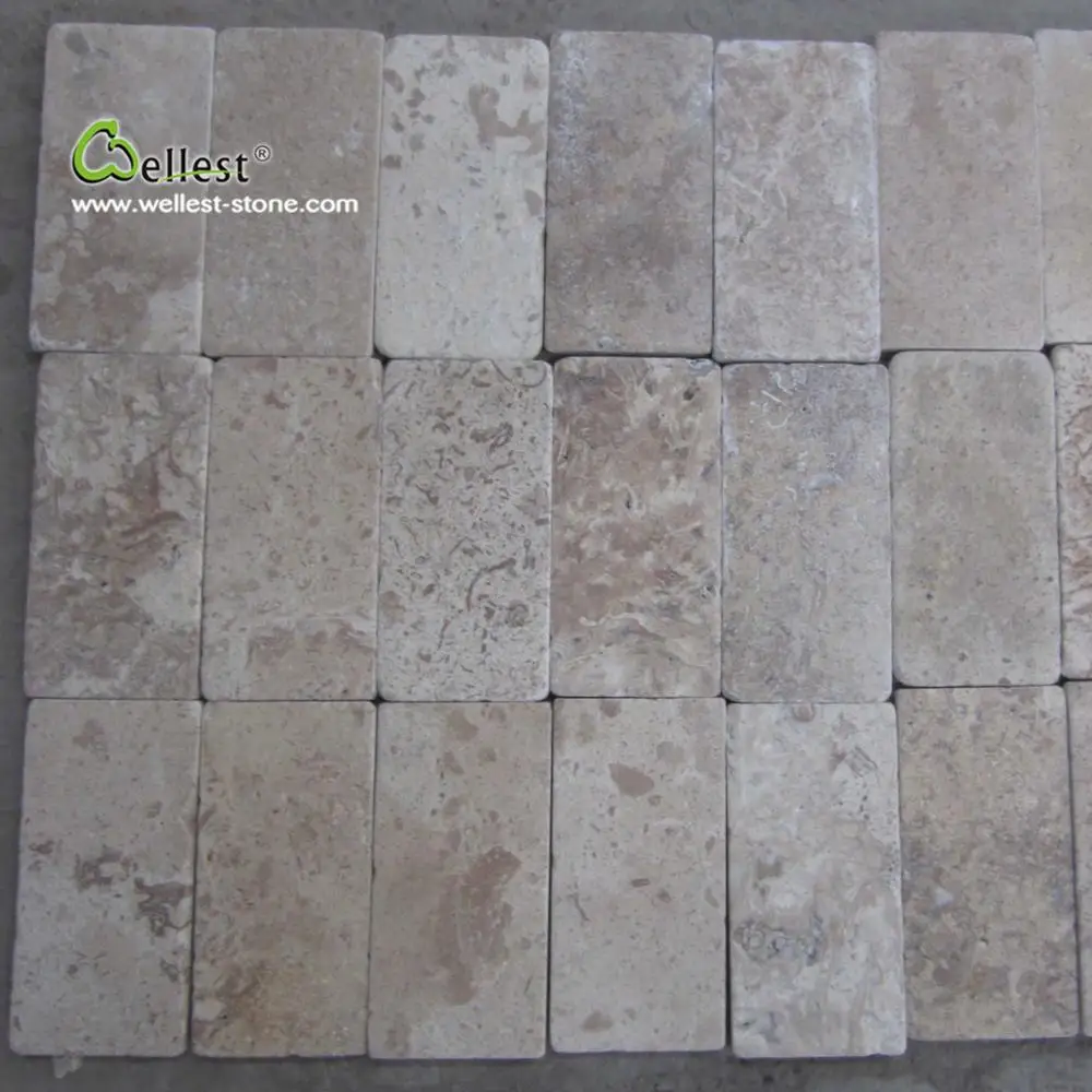 
natural travertine tumbled cube stone for paving stone 