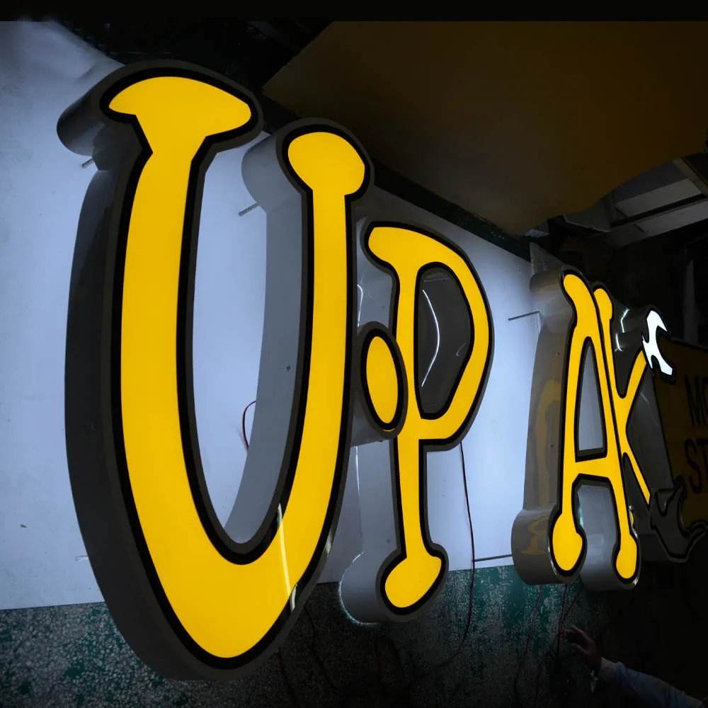 Gold Supplier Personalized Illuminated Letter Logo Signs LED Neon Light on Aluminum for Car Companies and Stores Shops