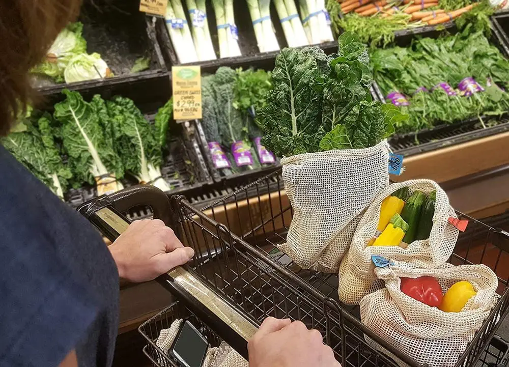 small cheap cotton perforated reusable vegetables mesh bag