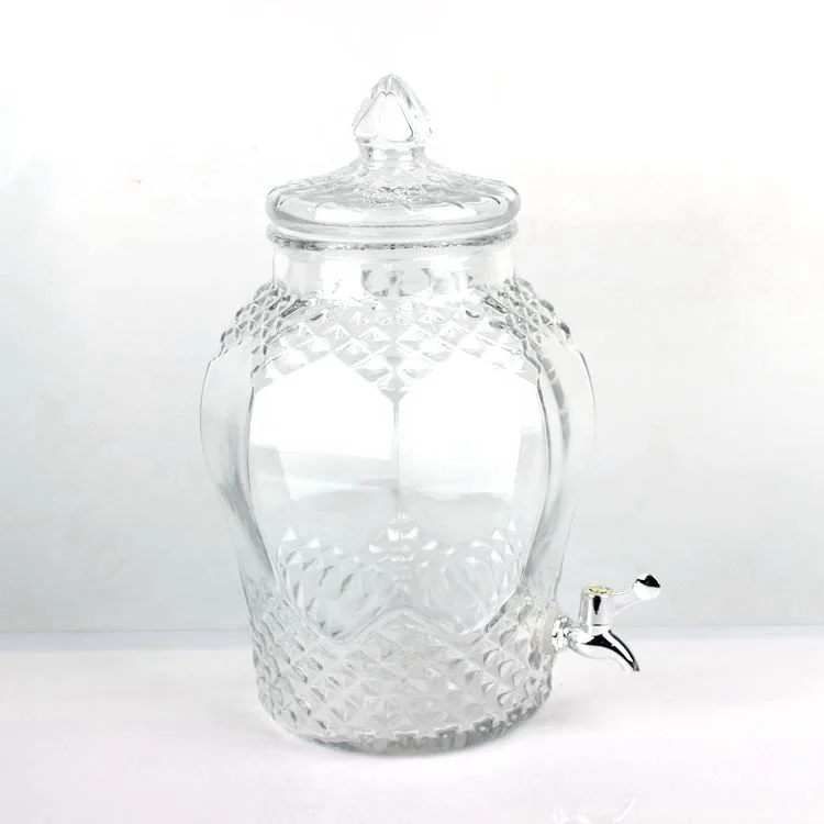 Wholesale glass water drink dispenser jars with tap 20L 15L 10L 8L 6L